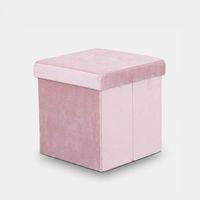 Pouf coffre carré en velours pour salon - Rose