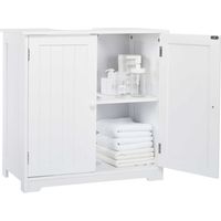Waschbeckenunterschrank Unterschrank Badezimmerschrank Holz mit Türen 2 Fächer Platzsparend,Freistehend 60 x 30 x 60 cm für Badezimmer,Weiß-Meerveil