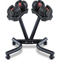 Homeology Strongology Relentless24 Adjustable Dumbbell Pair with Free Durable Steel Universal Floor Stand