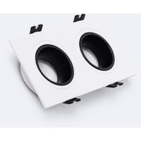 Aro Downlight Cuadrado Cónico Basculante para dos Bombillas LED GU10 / GU5.3 Corte 75x150 mm Blanco / Negro