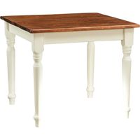 Country-style solid lime wood antiqued white frame walnut top table. Made in Italy