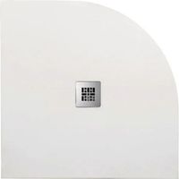 Piatto doccia semicircolare Barbottina in marmoresina bianco h2,8 80x80 cm