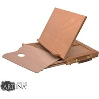Planche à dessin inclinable 33x26cm en bois de hêtre – Inclinaison 90° – Compartiment de rangement pour fournitures – Pour peinture et dessin – Artina