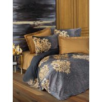 Housse de couette, housse de couette, linge de lit Set Anthracite Beige