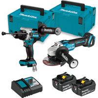 Makita DLX2413TJ kit de herramientas DGA504Z + DHP486Z + BL1850B x 2 5.0Ah.