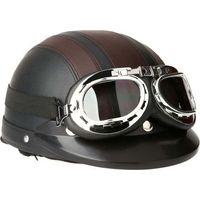 Casque de Moto Scooter Vespa, Casque Coupe-vent D'hiver avec Visière UV Lunettes Retro Style de Vintage 54-60cm (KKmoon Casque de Moto Scooter Vespa, Casque Coupe-vent D'hiver avec Visière UV Lunettes
