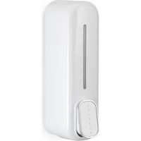 Distributeur de savon et gel hydroalcoolique 350 ml, blanc, dimensions 22 x 6,3 x 9 cm, poids 0,205 kg, modèle sans perçage