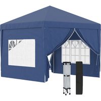 Carpa Plegable con 4 Paredes Desmontables 3x3 m Cenador de Jardín con Bolsa de Transporte Impermeable Anti-UV Azul