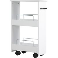 Carrello Salvaspazio Multiuso in Legno MDF e Ruote, 42.5x20.3x66.7cm, Bianco