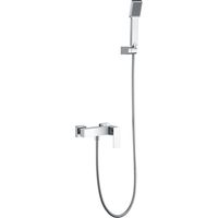IMEX Miscelatore doccia cromato in ottone e zama con supporto doccetta ABS tubo flessibile metallico 180 cm doccetta quadrata monocomando cartuccia ceramica Ø35 mm Modello Imex-BDP048-5 Pisa