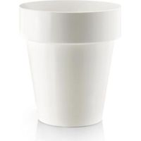 Vaso tondo "Porto Colour" in plastica colorati da esterno e giardino per fiori e piante -16 cm / Bianco