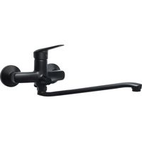 Mezclador de fregadero de pared con desviador y caño de 40 cm de largo Deante BORO BMON56M Negro mate
