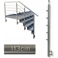 Poteau de garde-corps - 113 x 4,24 cm - Acier inoxydable - 5 supports - Réglable et durable