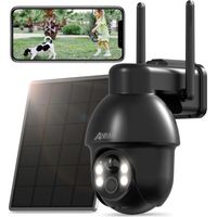 Videocamere di sorveglianza per esterni2K Telecamera WiFi Esterno Senza Fili, 360° Telecamera Pannello Solare AI Rilevazione del Movimento, Audio a 2 Vie, Supporto Alexa, IP65, ANRAN Q3 Nero