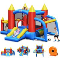 Costway – Château gonflable pour enfants 350 x 275 x 196 cm – Souffleur 450W – 4 enfants max – 60 balles – Toboggan et jeux inclus