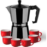 MUVIP - Kaffeemaschine de Aluminium MV0607, Fassungsvermögen de 6 Tassen, ergonomischer Griff, Antihaftbeschichtung, kompatibelmit Elektro-, Glaskeramik- und Gasherden, Farbe mattschwarz