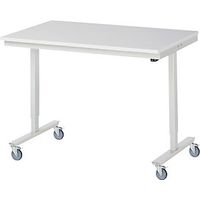 Mesa de trabajo de altura regulable eléctricamente rodante