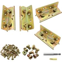 4 supports de fixation robustes et résistants à la rouille pour rail de lit sans mortaise avec vis et porte-embout magnétique inclus