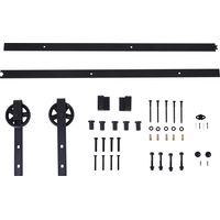 Kit Puerta Corredera 200 cm Acero Carbono Negro Madera Baño Cocina Dormitorio