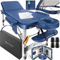 KESSER® Camilla de masaje móvil, plegable, regulable, 3 zonas - Azul marino