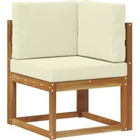 vidaXL Outdoor Corner Sofa Solid Acacia Wood Natural and Cream