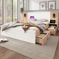 Doppelbett Holzbett Bettanlage mit 2 Schubladen,Modernes Bett inkl. Bettgestell &Lattenrost
