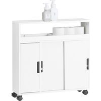 Sobuy – Meuble bas de salle de bain BZR02W – Armoire WC avec porte brosse et espace pour papier toilette – Dimensions 20x70x71 cm – Bois MDF résistant
