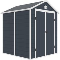 Gartenhaus aus Harz Gardiun New Donna 3,57 m² 190x192x226 cm mit Seitenfenster und 2 Türen 120x183 cm Anthrazitgrau
