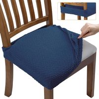 4 Stück Jacquard-Kissenbezüge für Esszimmerstühle – Marineblau, einfarbiger Stretch-Stuhlbezug, Stuhlbezug für Hotel und Zuhause