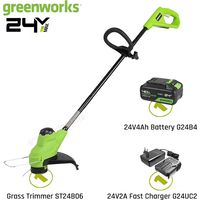 Greenworks Accu Grastrimmer 24V - 2AhTondeuse à gazon sur batterie Greenworks 24V - TORQDRIVE™ - 1 batterie 2Ah - Jardin et pelouse
