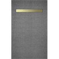 receveur de douche à carreler 120x90 cm avec bonde écoulement linéaire - grille finition or brossé