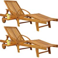 CASARIA® Set of 2 Wooden Sun Loungers Foldable Day Beds Weather-Resistant Acadia Wood Reclining Outdoor Furniture Patio Balcony Lawn Terrace Deck Chair 200 x 60 cm