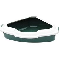 Arenero Esquinero para Gatos con Borde Blanco, 56x43x16 cm, Arenero para Gatos, Aseo para Gatos