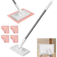 Serpillère avec Système de Serrage à Pression, Automatic Cloth Changing Mini Mop, avec 4 Chiffons Microfibre, Mini Balai Mains Libres, Balai à Plat Serpillere, Rotative à 360°, pour Cheveux, Saleté