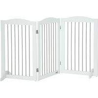Barrera de Seguridad para Perros para Escaleras y Puertas Diseño Plegable y Pies de Apoyo 154x30x80 cm Blanco