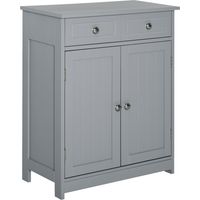 kleankin Bathroom Floor Storage Cabinet w/ 2 Drawers Door Cupboard Grey