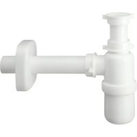Flaschensiphon weiß, für Spülbecken Abfluss 40x49