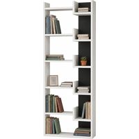 Libreria a 6 Ripiani Bianco e Antracite Scaffalatura Verticale 60.5x22x162.5 cm
