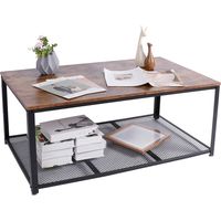 Tavolino Divano Salotto Rettangolare Design Moderno Industriale Legno Metallo