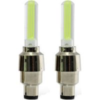 Lumière de roue de moto jaune, 2 pièces, capuchon de tige de Valve de pneu, lampe de conduite de nuit, décoration universelle pour voiture, vélo, vélo