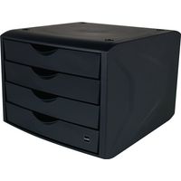 Cassettiera con fermo estraibile 4 cassetti nero H215xL265xD332mm HELIT
