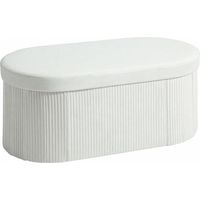 Puff Almacenaje Banco Almacenaje Plegable 72 L 76x38x35 cm Tapizado en Terciopelo Baúl de Almacenamiento Crema