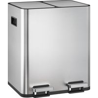 Irovami Poubelle de cuisine 30 L – 2 compartiments 15 L, inox, pédale, anti-odeurs – Pour cuisine, salle de bain, bureau