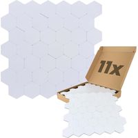 Wandpaneele selbstklebend Wabenmuster 1m², 11 Stück Wandverkleidung feuchtigskeitsbeständig, Premium Qualität für Bad und Küche, Wabenmuster - Weiß