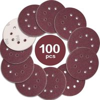 100 Stück 125 mm Schleifscheiben, Körnung 60, 8-Loch-Schleifpapier-Schleifscheiben, ideal zum Schleifen/Polieren für Exzenterschleifer