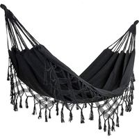 YMYNY Double Hammock for Home or Outdoor Indoor Outdoor Soft Cotton Hammock for Two Person for Patio Backyard Porch Lawn and Backyard Black Maximum Load: 500lbs