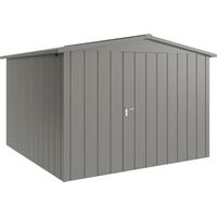 Hörmann Metall-Gerätehaus "Juno" mit Satteldach, JSD14 - Modern, 310 x 310 cm (B x T), graualuminium, 1-flüglige Tür, Anschlag rechts