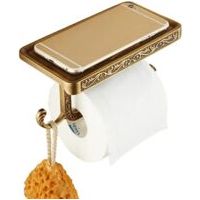 chrome/gold wall mounted toilet paper holder, phone holder, bathroom hardware, toilet accessories- Crezuo