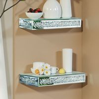 Mirrored Floating Wall Shelf with Glitter Crushed Diamond
