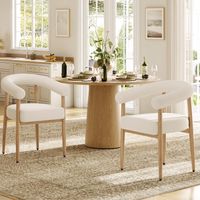 Lot de 2 chaises avec rembourrage, piètement métal, blanc
